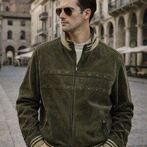 VTG Chocolate Brown Corduroy Varsity Jacket Made in Italy